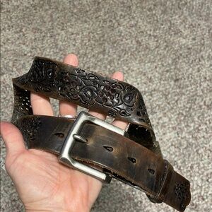 Vintage Floral Embossed Leather Belt